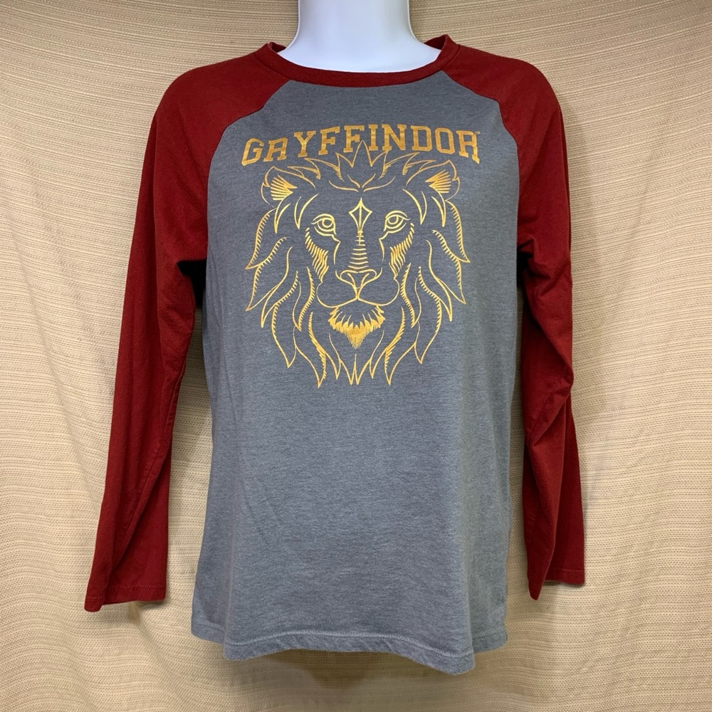 Harry Potter Gryffinfor Raglan Shirt Baseball Style Long Sleeve Fitted Top Large